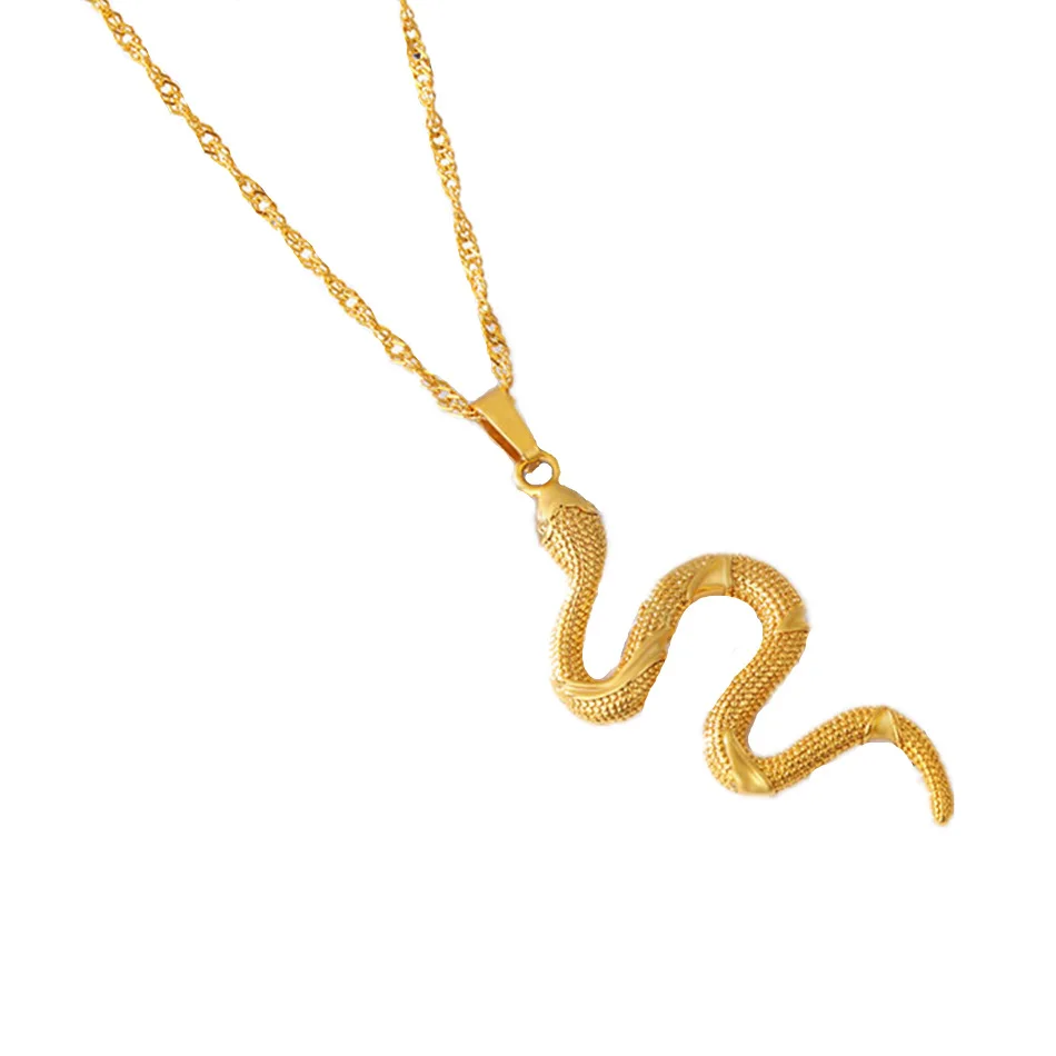 不锈钢可爱蛇项链时尚蛇吊坠项链女士魅力礼物金色朋克蛇吊坠饰品