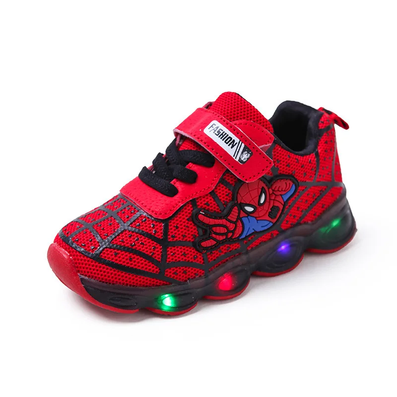 

Popular Soft Sole Children Sport Spiderman Shoes Comfort Led Shoes Kid Spiderman Kids Casual Shoe stock, Green ,blue