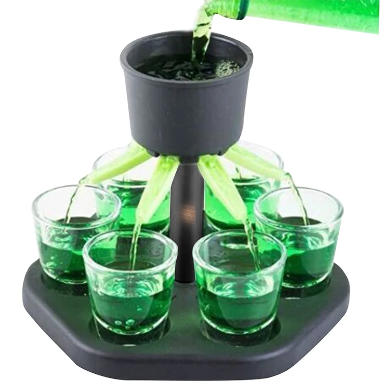 

A2981 New 6 Holes Wine Cup Aerator Bar Tools Liquid Divider Party Dispenser Cocktail 6 Shot Glass Wine Dispenser and Holder