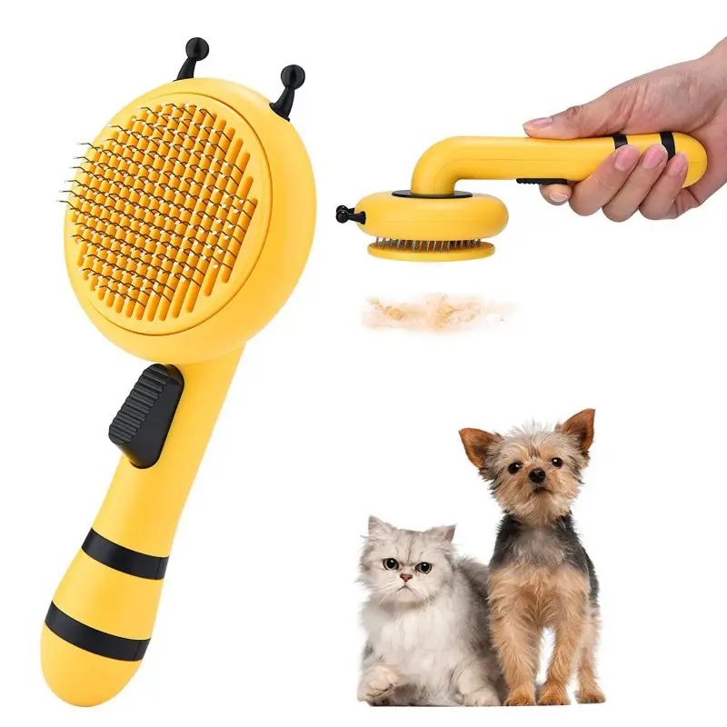 

New Arrival Cute Cat Grooming Brush Dog Slicker Brush for Dogs and Cats Shedding Grooming Self Cleaning Pet Brush