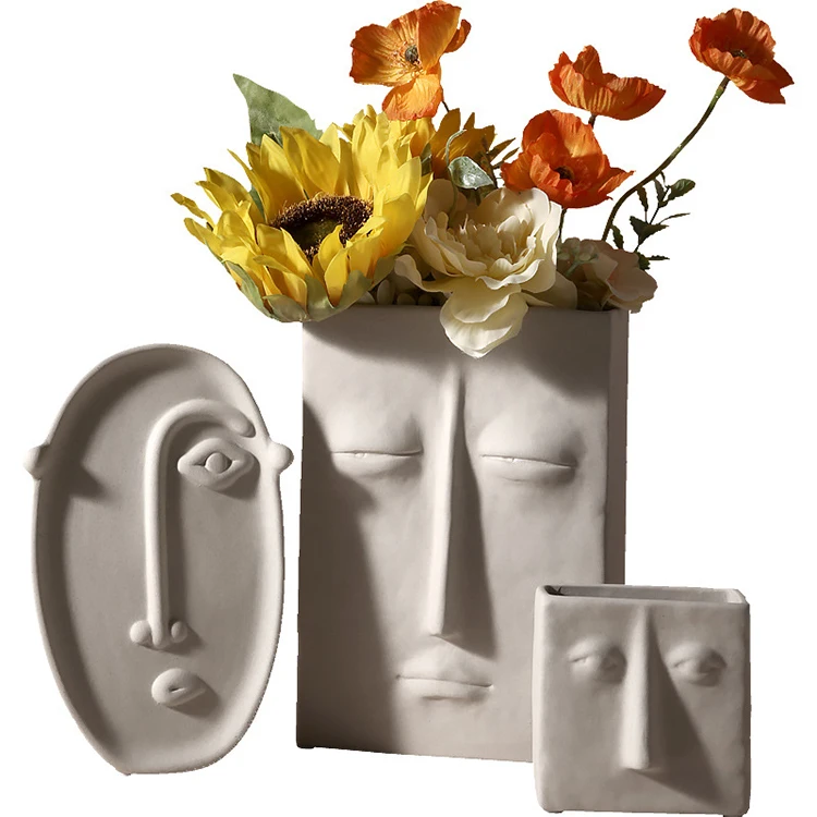 

Living Room Home Soft Decoration Nordic Ins Creative Dried Flower Decoration Art Face FlowerCeramic Vase