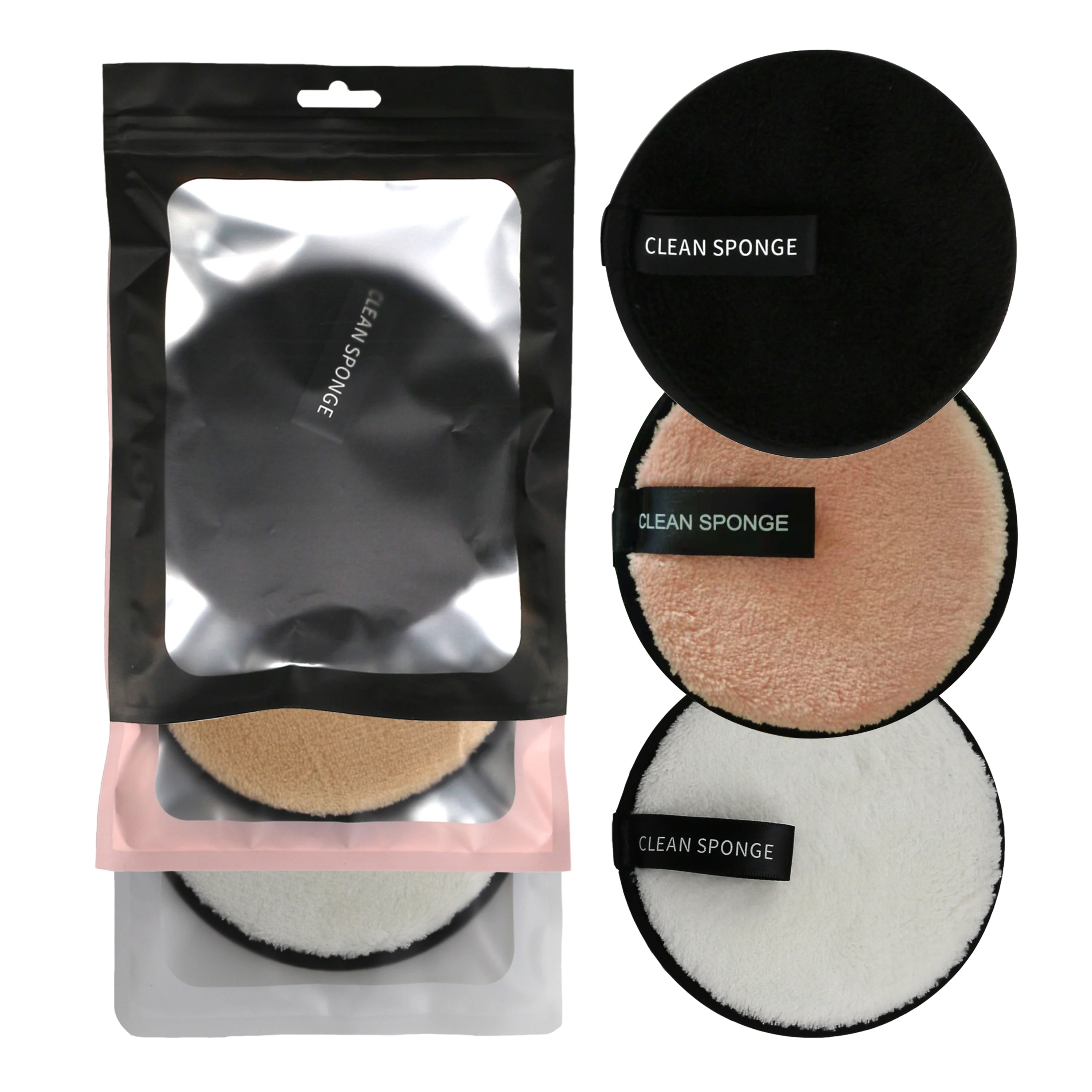 

Water Cleansing Microfiber Washable Reusable Face Skin Cleansing Make Up Makeup Remover Pads Sponge, Black white coffee