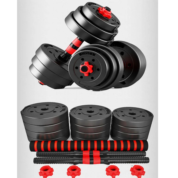 

Gym workout man power weight lifting training dual purpose automatic adjustable dumbbell barbell 10kg 15kg 20kg 30kg 40kg, Black+red