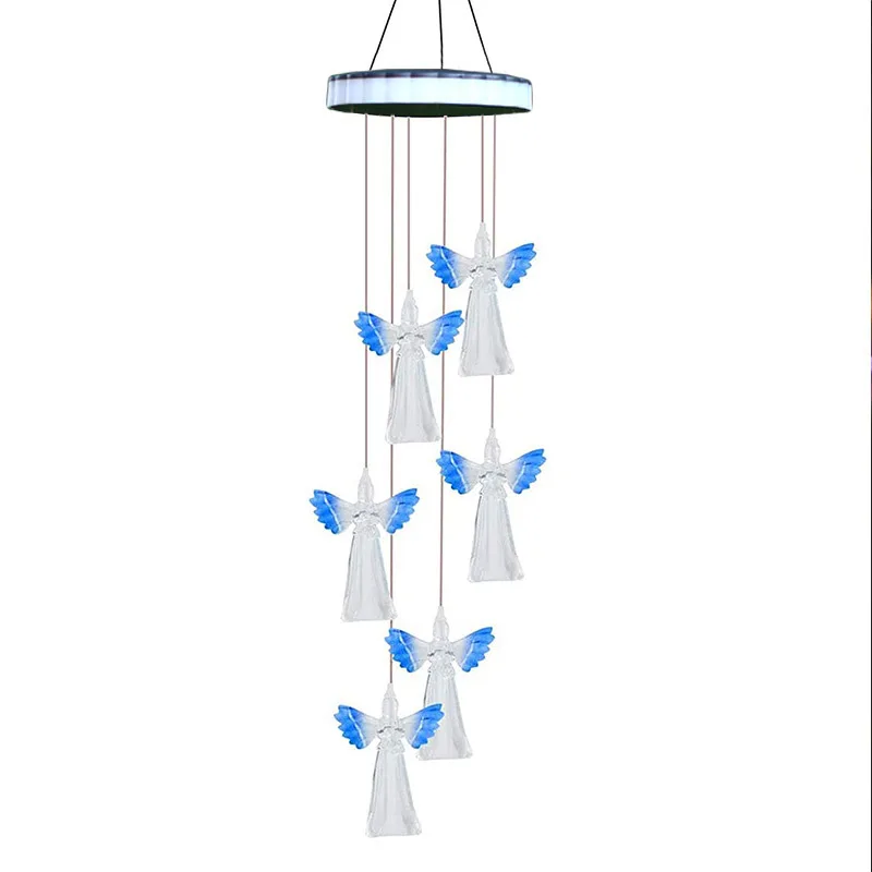 

Outdoor Patio Lawn Gardening Gifts Wind Chimes Changing Color LED Light Angel Solar Wind Chime Lamp, Colorful