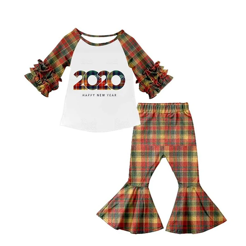 China kids clothing boutique new fall girls clothes outfits baby 2020 happy new year tshirt pants suit clothes sets