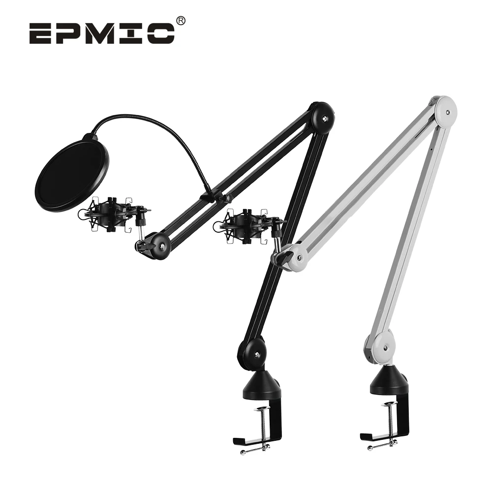 

Microphone stand Professional desktop universal folding mic stand recording capacitor mobile broadcast lazy holder set, Black,white