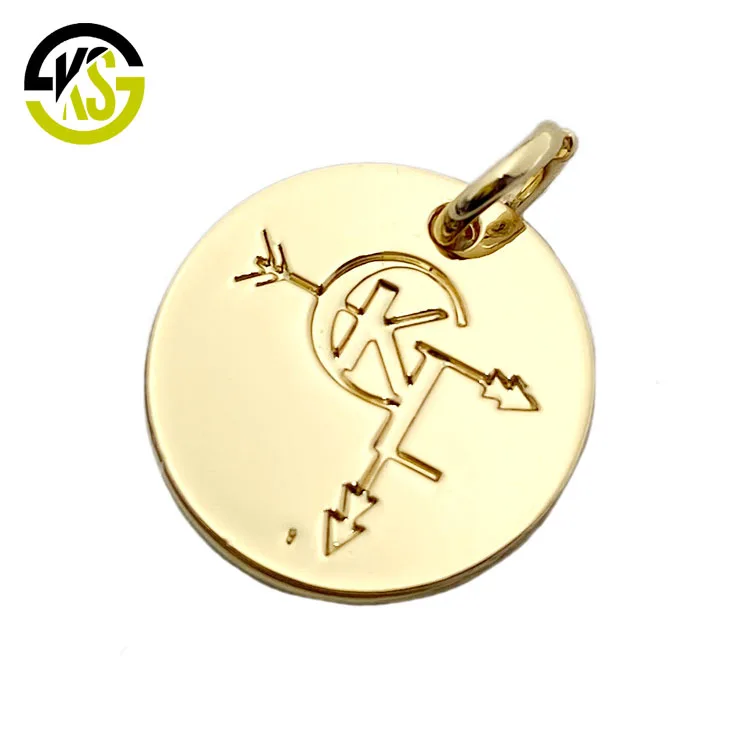

Wholesale gold custom made engraved metal logo charms jewelry tags for gift, Gold or custom