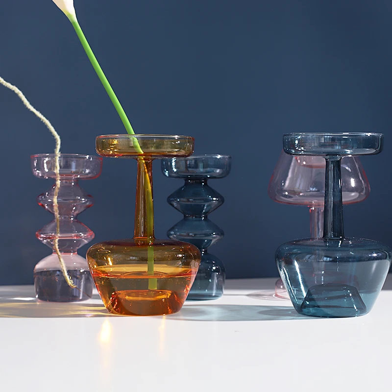 Ins Style Colorful Transparent Glass Hydroponics Plant Arrangement Vase ...