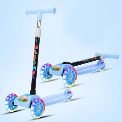 

China low price cartoon glowing rainbow kick scooters for children