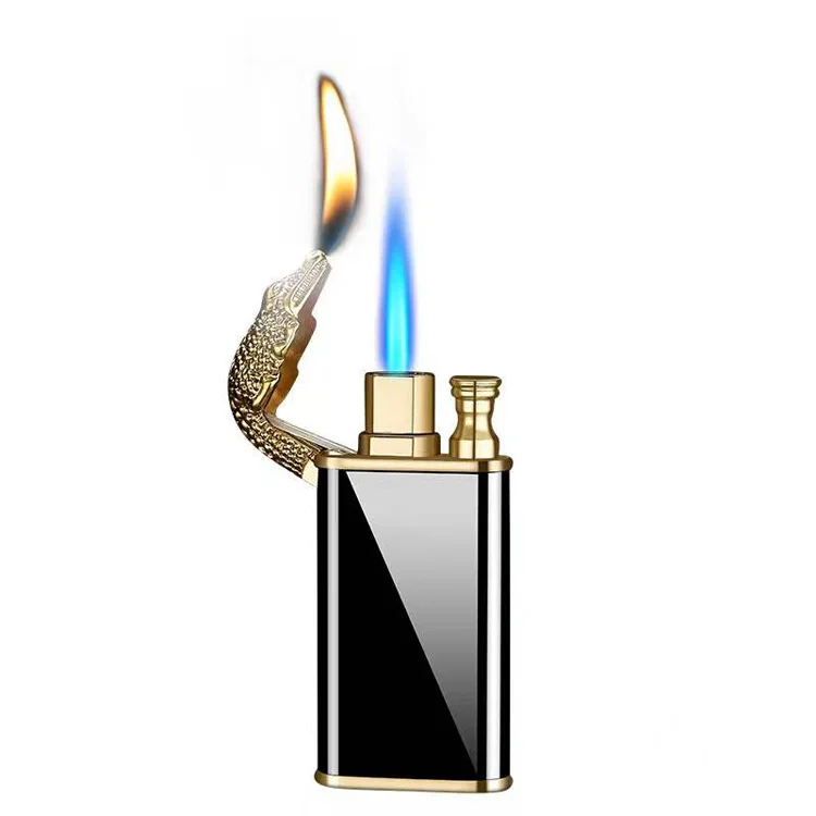 

Frosted Crocodile Dolphin Model Butane Lighter Double Flame Cigarette Lighter Custom Logo