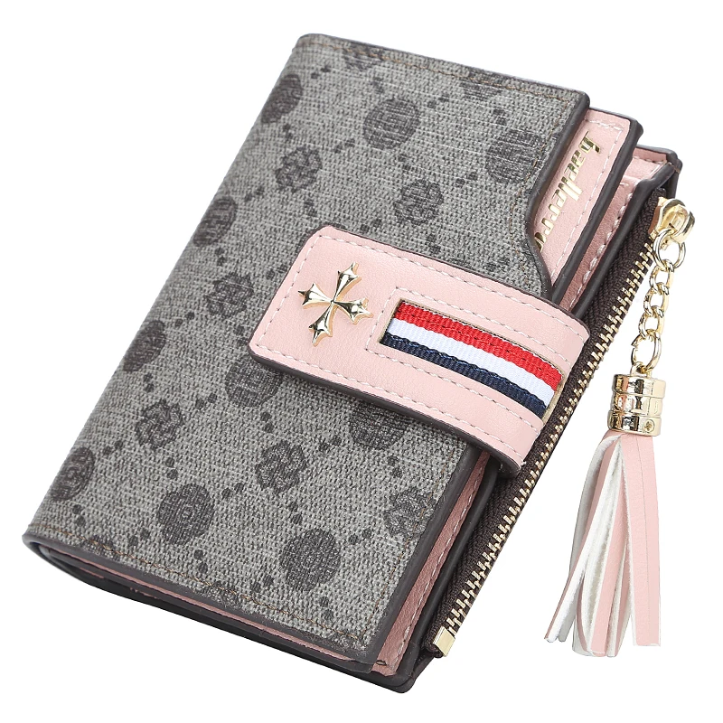 

2019 Baellerry New Style Classic Pattern Short Section Wallet For Women With Hasp And Tassel,Lady Coin Purse, 5 colours