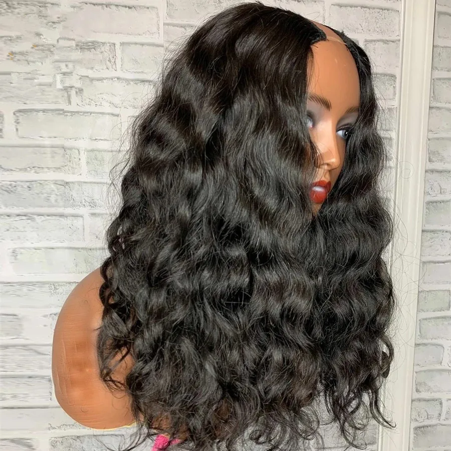 

U Part Deep Curly Human Hair Wig 150%density natural brazilian 4c afro kinky Human Hair Glueless Wig upart Wigs For Black Women