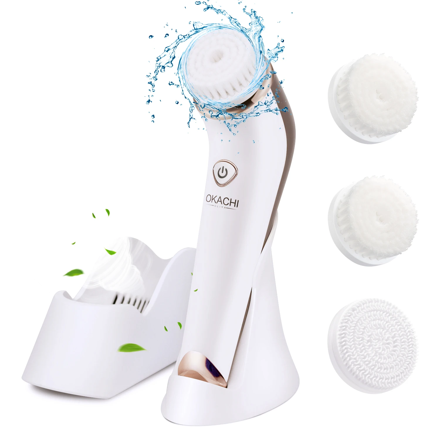 

wireless rechargeable IPX7 waterproof spin exfoliating electric face pore wash cleaning facial cleansing massage brush