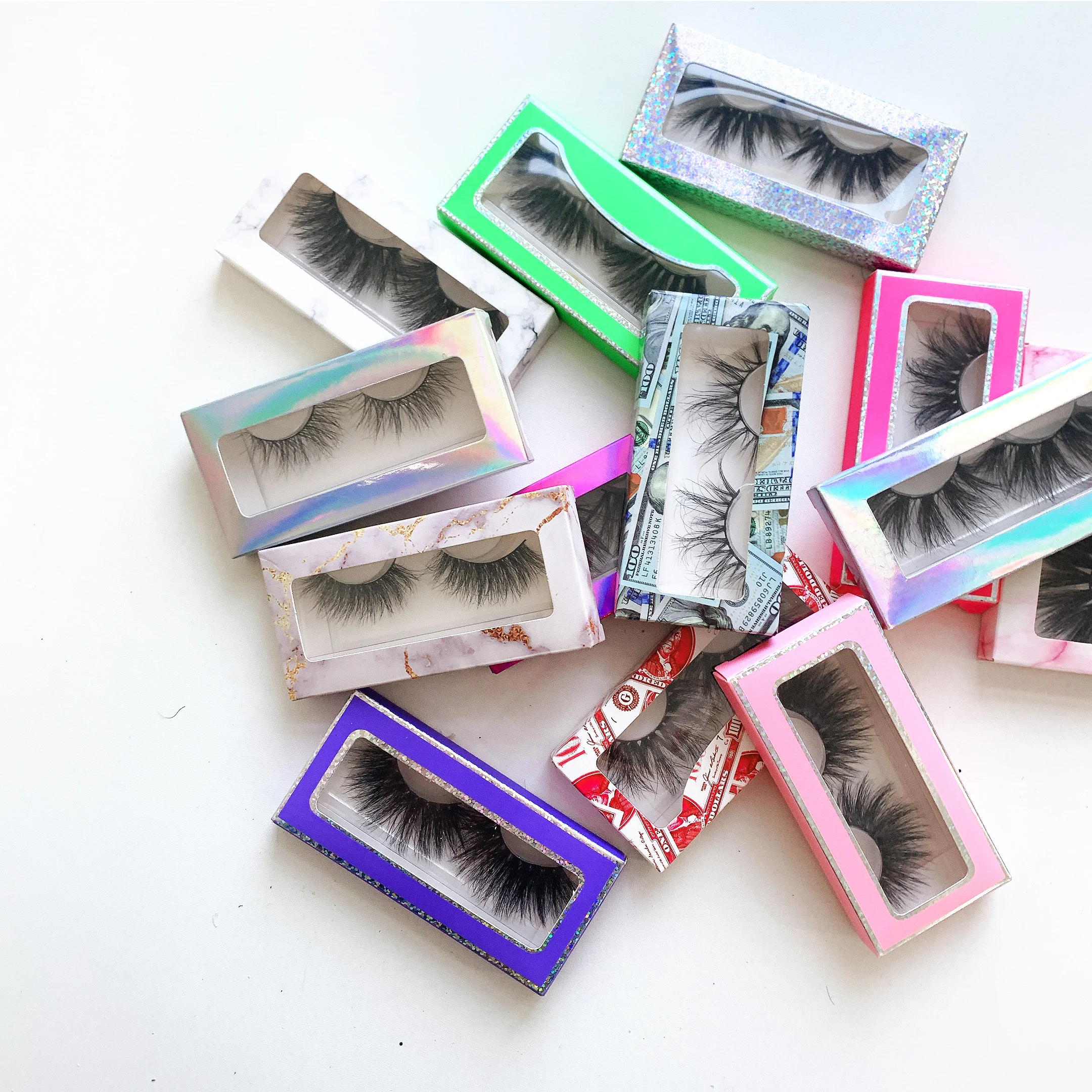 

Hot Selling newest wholesale 25 mm mink lashes custom eyelash package real mink lashes eyelash vendor, Black color