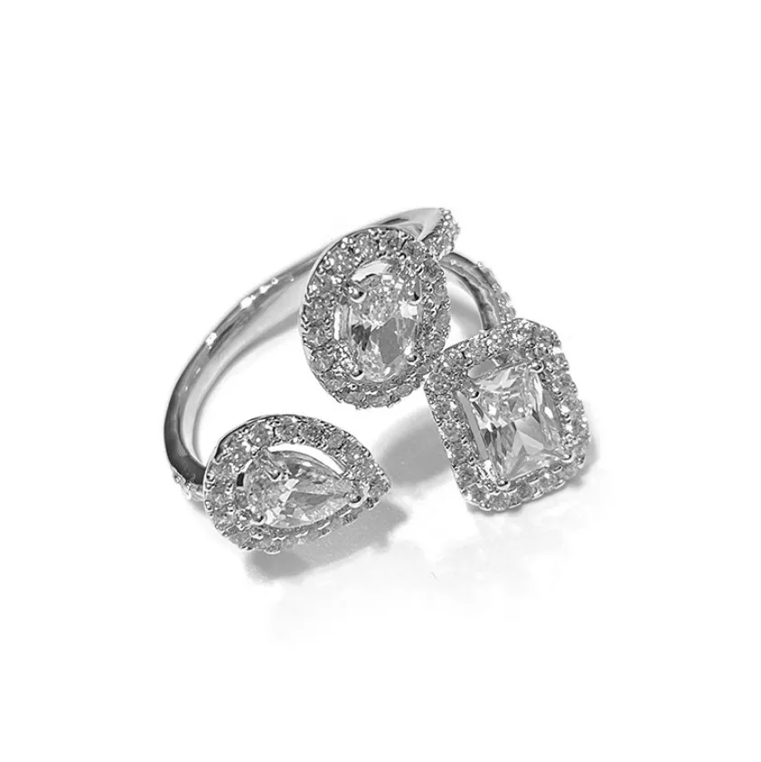 

Simple and generous drop-shaped zircon with diamond opening adjustment woman rings