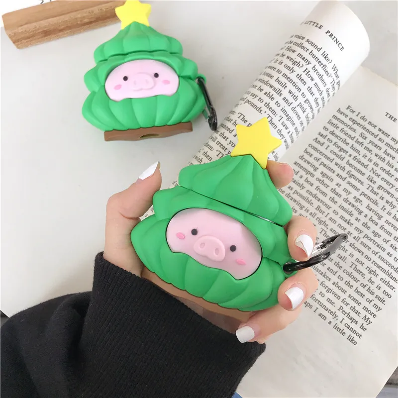 

New Cute Cartoon Pig Christmas Tree Funda Silicone Protective Case Cover Coque for Airpods 2 for Apple Airpod 1 2