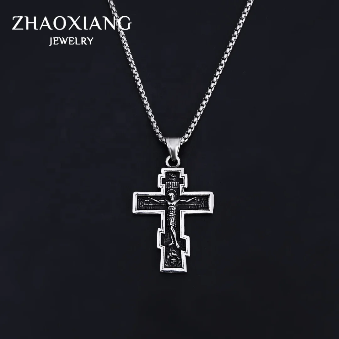 

Cross Jesus Pendants Necklaces For Men Women Christian Mens Stainless Steel Retro Design Factory Directly