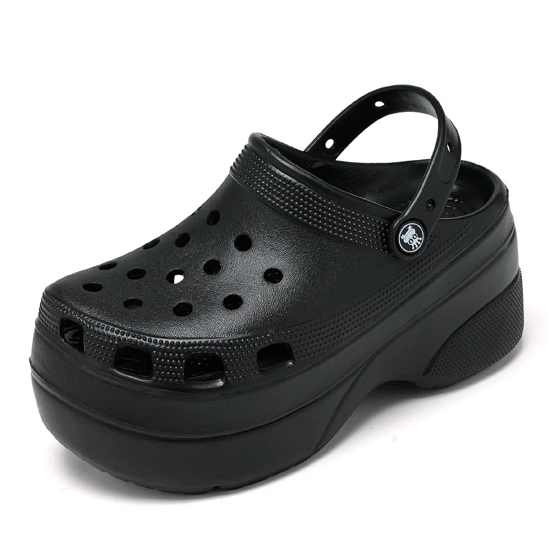 

Wholesale 4 inch Super High Heels Thick Bottom Sandals Women's Clogs Black Platform Clogs, White green rose