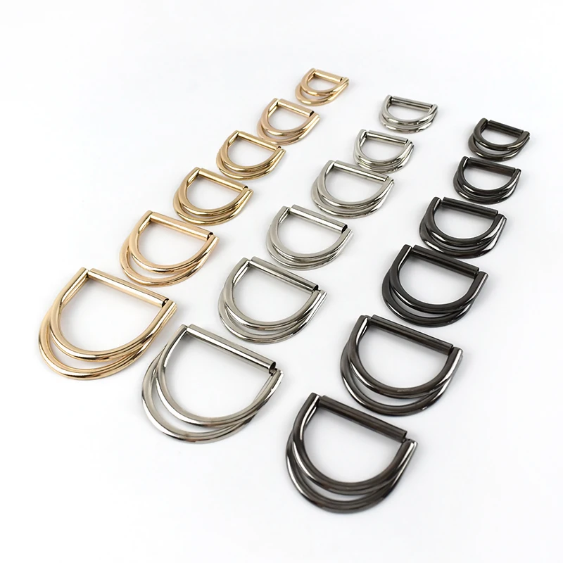 

MeeTee AP021 Adjustable D-Ring Buckle for Bag Strap Belt Accessories Alloy D-shaped Buckles Double Ring Coat Clothing Button, Gun black/gold/silver