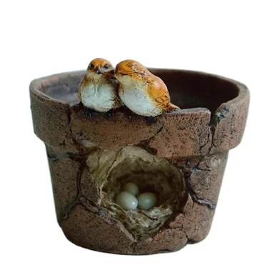 

Z9707A Wholesale Cheap Decorations Vintage Plant Pot Mini Bulk Home Goods Bird Flower Pot for Sale