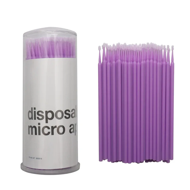 

100pcs Disposable Eyelash Cotton Swab Permanent Makeup Eyelash Cleaning Micro Cotton Stick For Tattoo Beauty Eyelash Extension, Pink/blue/purple/green/yellow