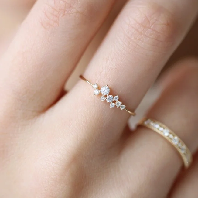 

danyuan Fashion Trend Elegant CZ Stone Flower Ring Wedding Engagement Promise Christmas Infinity ring female women bridal gift, Picture