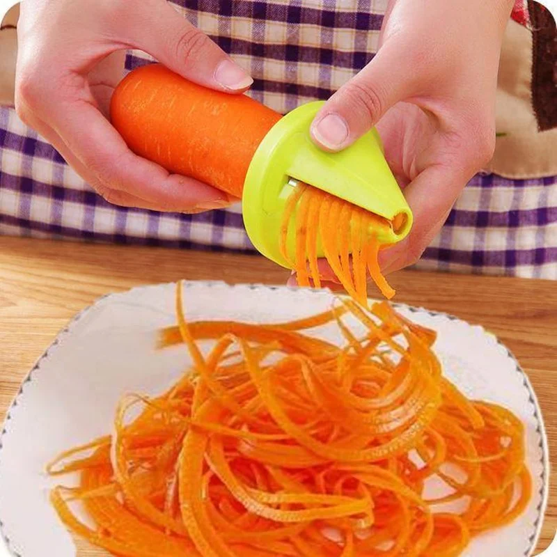 

Kitchen tools vegetables and fruits multi-purpose spiral shredder peeler hand-operated potato and carrot grater, Green, rose