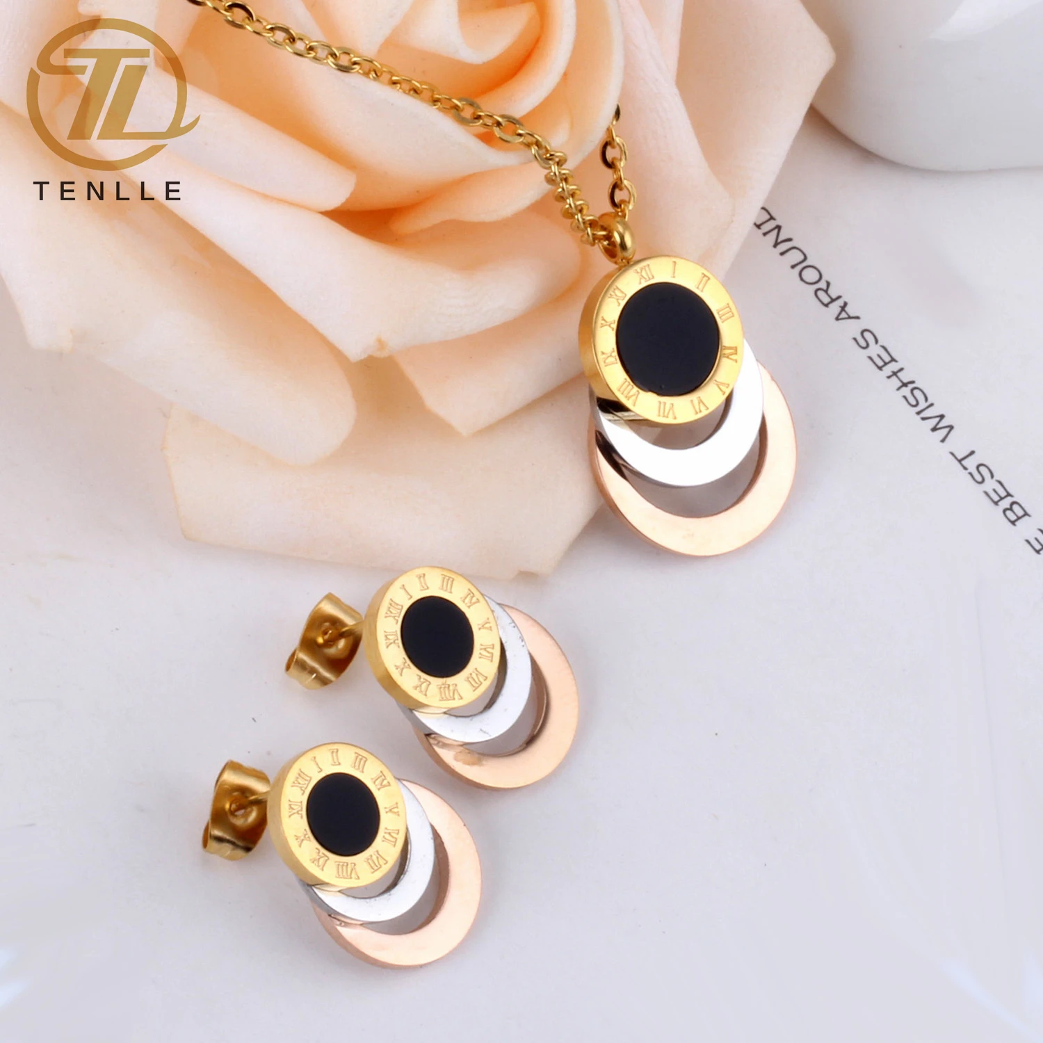 

Wholesale 18K Gold Plated Stainless Steel Roman Shell Bridal Jewelry Set