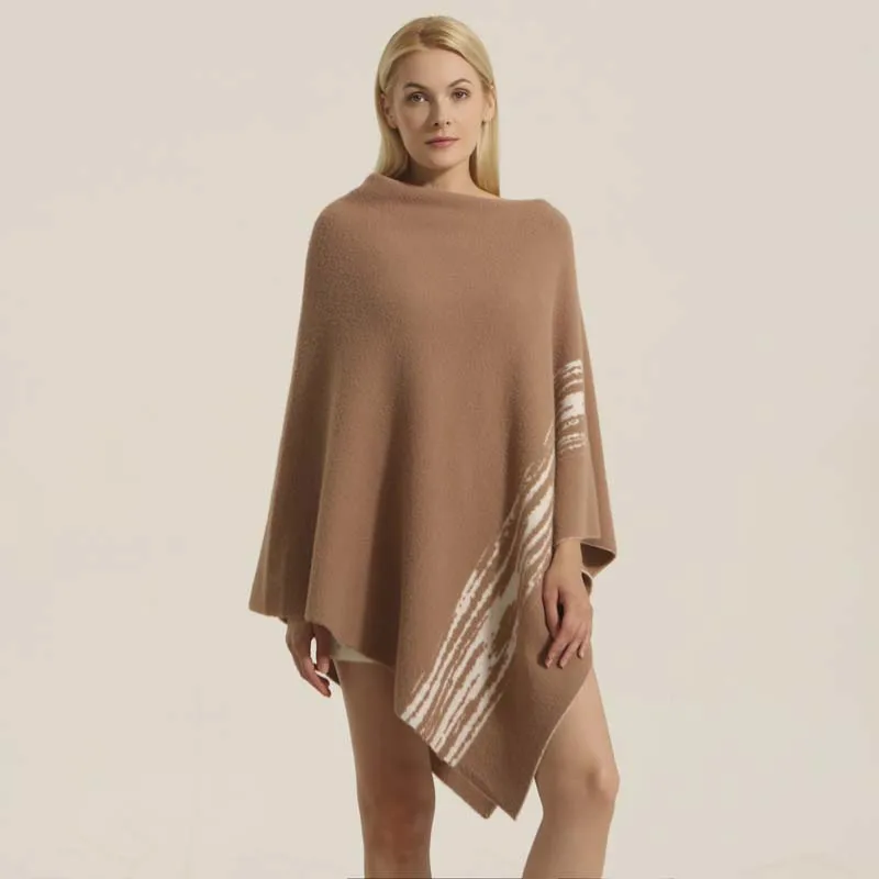 

Snuggle Sac New Arrival Air Feel Poncho Sweater Soft Crewneck Ladies Fancy Sweater Winter Shawl