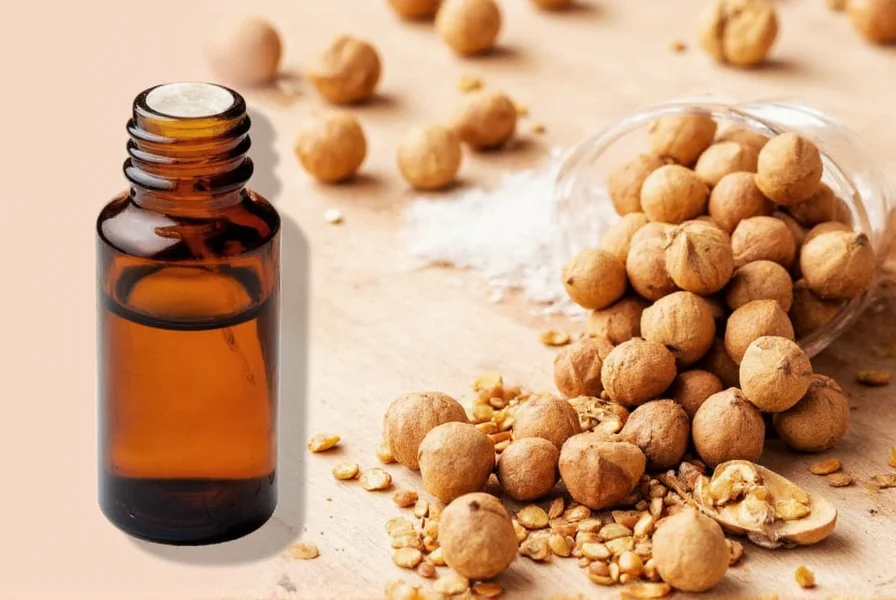Proper dilution process showing nutmeg oil drops being added to carrier oil in glass bowl