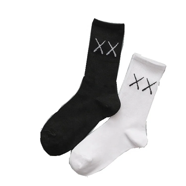 

Men Dress Solid Color White and Black Mid Calf Breathable Crew Athletic Socks