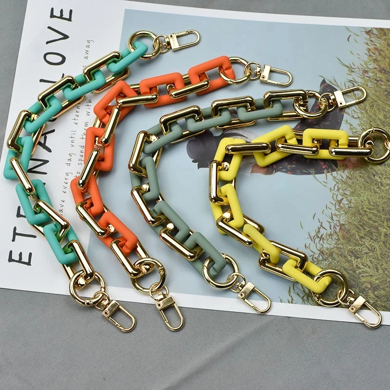 

REWIN Fashion DIY 30cm Colorful Rubber Acrylic Mobile Phone Case Chain Strap Charm Rectangle Purse Link Handle Chain, 29 colors in stock