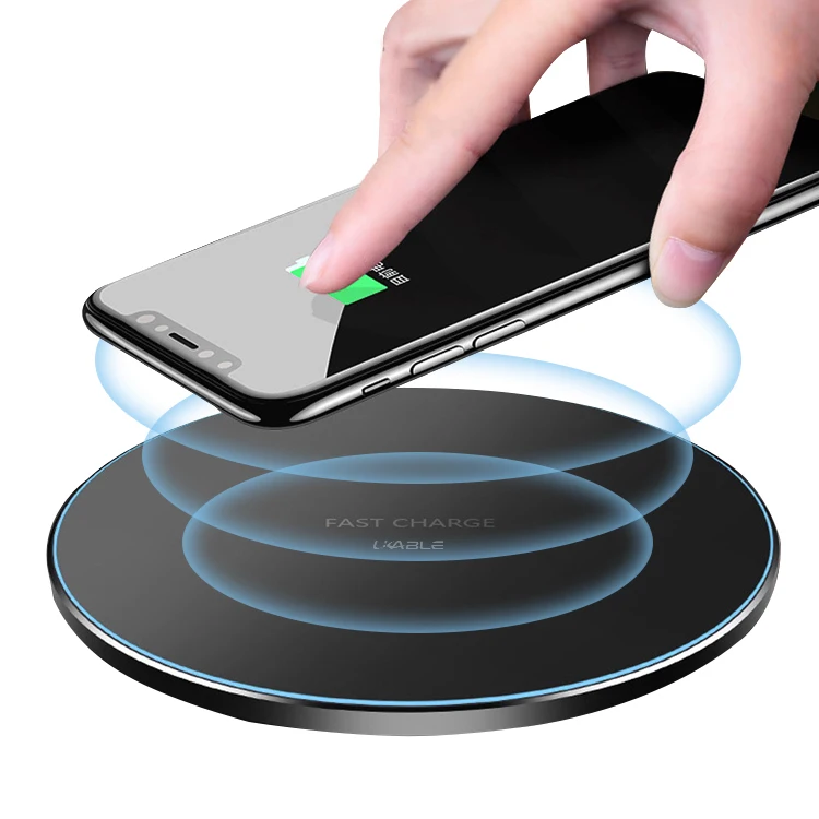 

Top Seller 2020 Aluminum Round Fast 10w Quick Charging Wireless Charger For Iphone 8 8plus X Xs Xr 11 Pro, Black