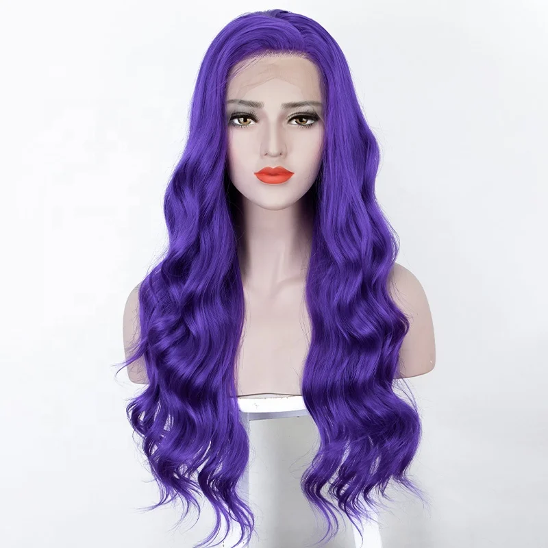 

Aliblisswig Long Purple Body Wave Wigs Heat Resistant Free Part Cheap Wigs Synthetic Lace Front Wigs for Women