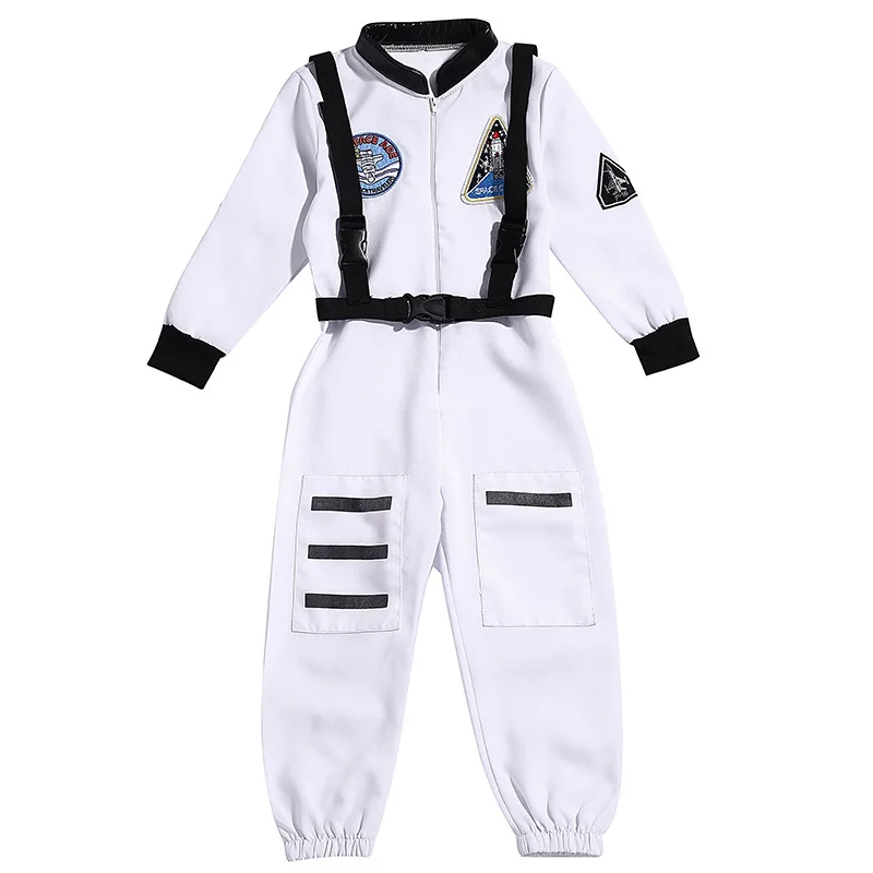 

Boys Girls Kids Children White Astronaut Role Play Costume For Halloween Carnival Party