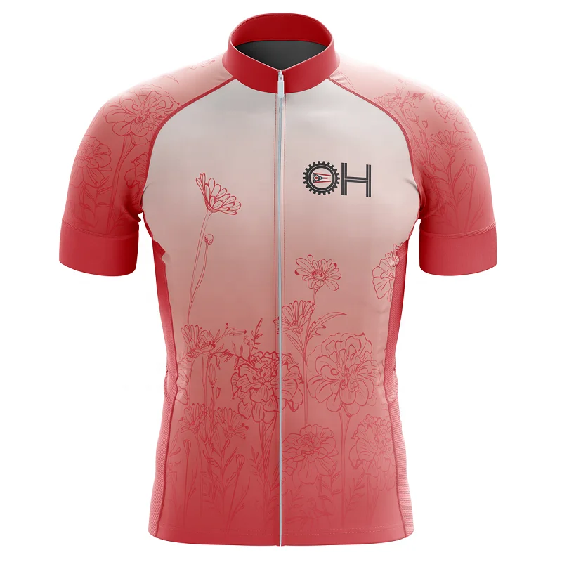 

HIRBGOD TYZ395-01 America Cycle Jersey Men Cycling Jersey Short Sleeve Bike Jersey Ohio Flower Cycling Wear