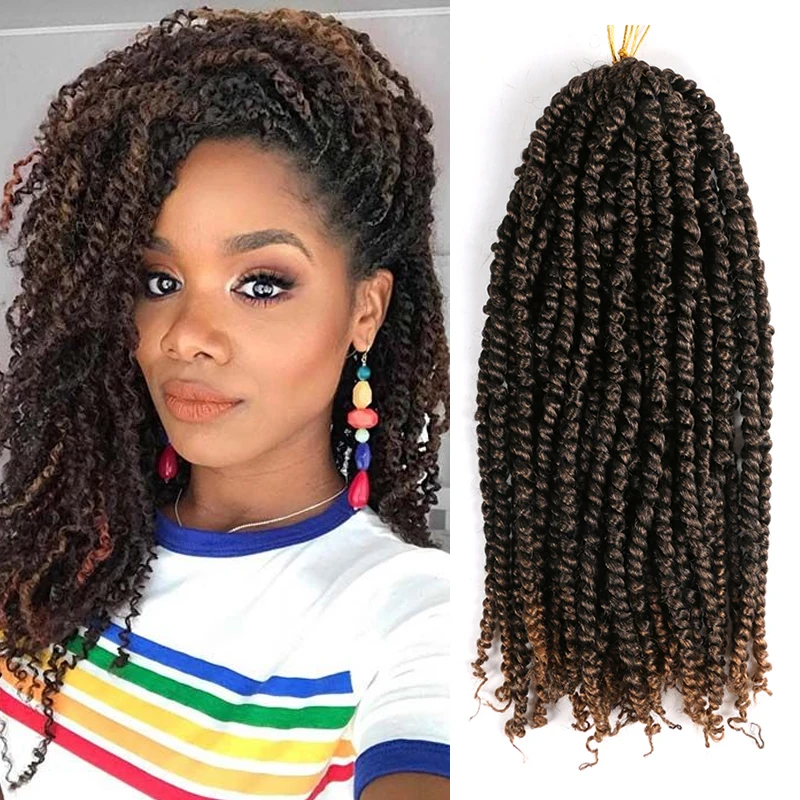 

Pre Looped Fluffy Crochet Hair Extension 18/24" Pre-twisted Passion Twist New Water Wave Synthetic Braiding Hair