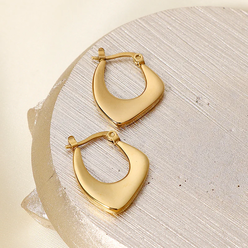 

Irregular Shape 18k Gold Plated Stainless Steel Huggie Earrings Stainless Steel Geometric Hoop Earrings For Women Jewelry