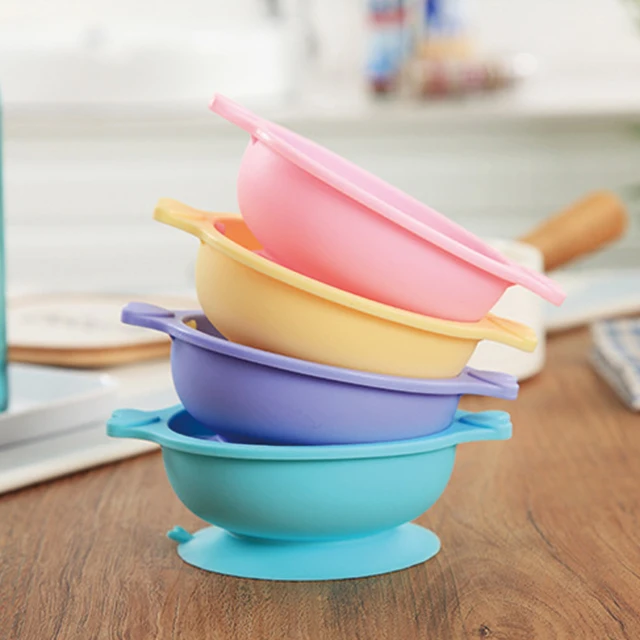 

BPA Free Food Grade Tableware Children Infant Dinnerware Silicone Baby Bowl and Spoon And Fork Anti-flip Silicone Suction Bowl