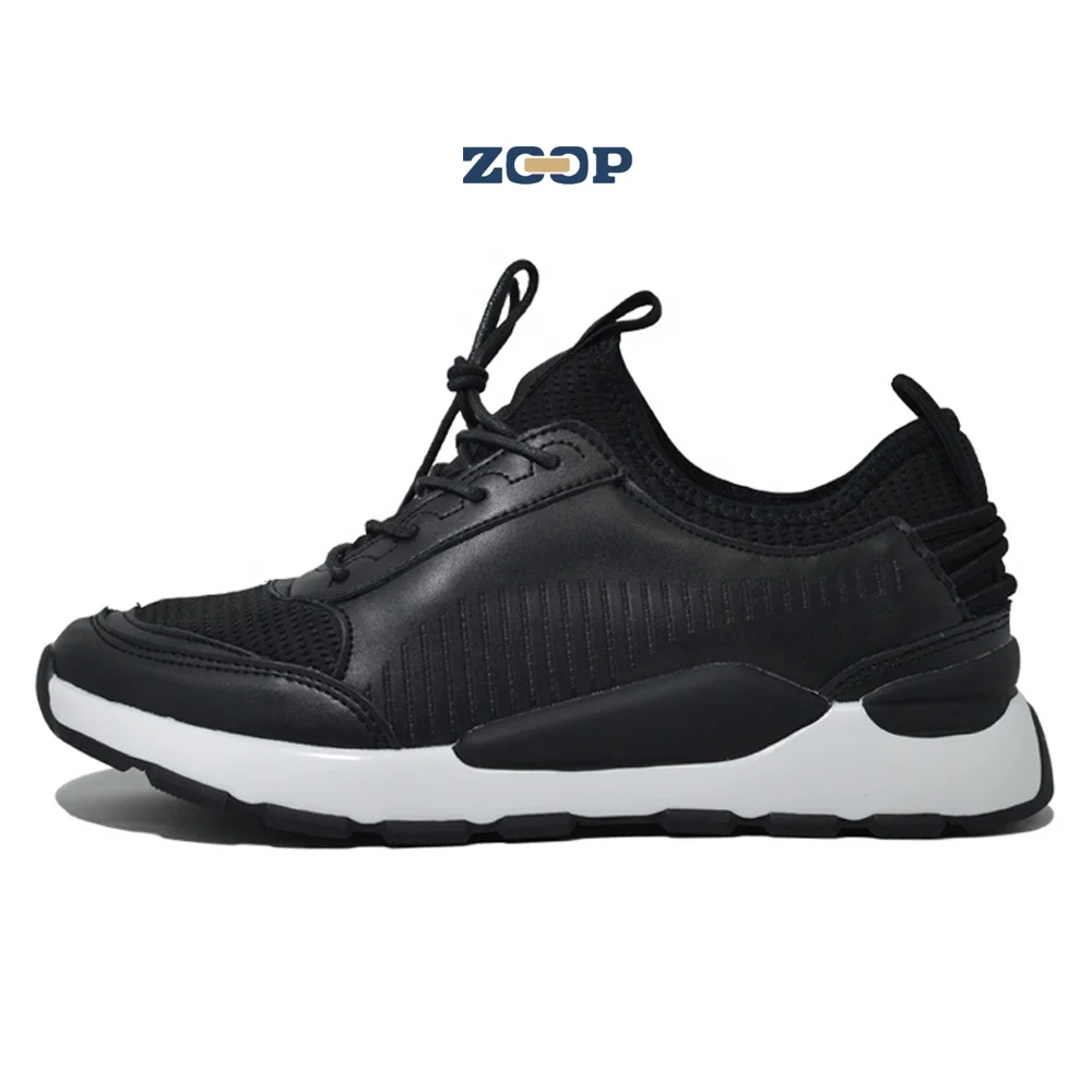 

Fashionable microfiber leather upper black men shoes, Black, white