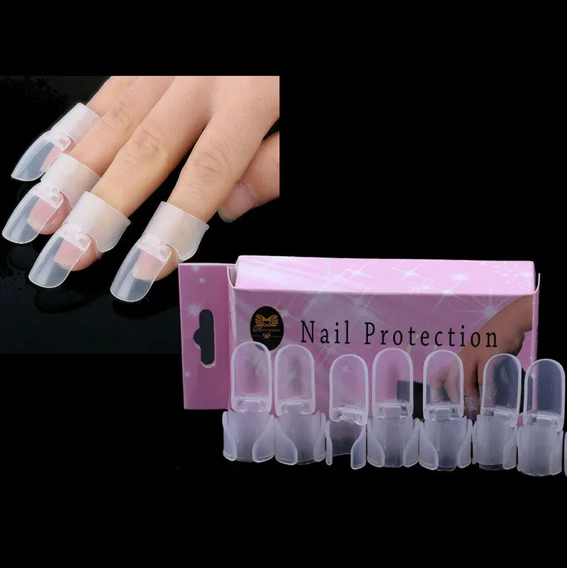 

Box of 10 Nail Polish Protector Clips Caps Art Tool Manicure Plastic Finger Cover Anti-scratch nail protection shell, Transparent