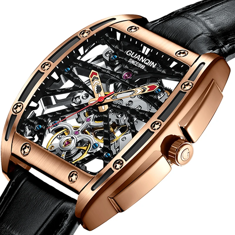

GUANQIN GJ16147 Wholesale Price OEM ODM Custom sports Business Mens Luxury Automatic Skeleton Mechanical Watches Wristwatches