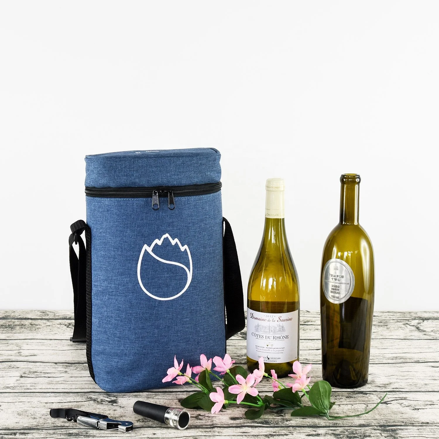 

2020 hot design 2 bottle wine carrier tote cooler bag for outdoor party, Customized color