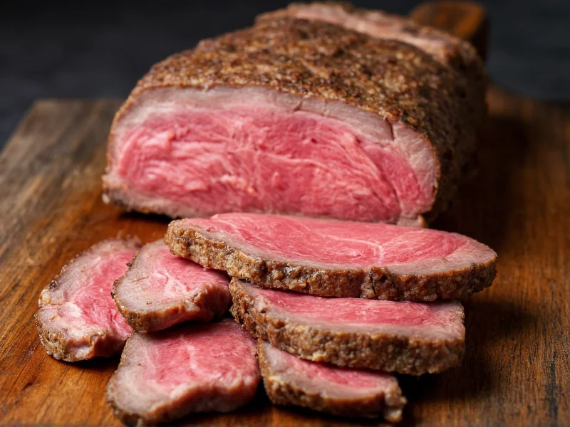 Sliced medium-rare feather blade steak showing perfect marbling