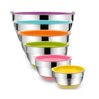 

Multi Size Colorful baking mixing bowls Non-Slip Nesting Bowls Stainless Steel Mixing Bowls with lid