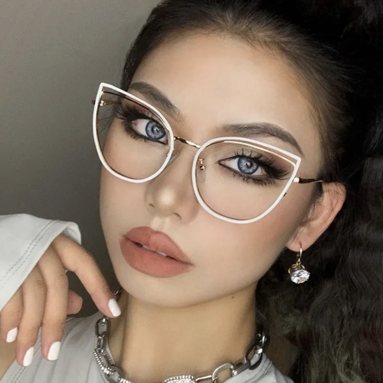 

4127 fashion cat eye metal glasses frame ladies Optical Spectacle Eyeglass frame women Glasses For Computer Anti Blue Light