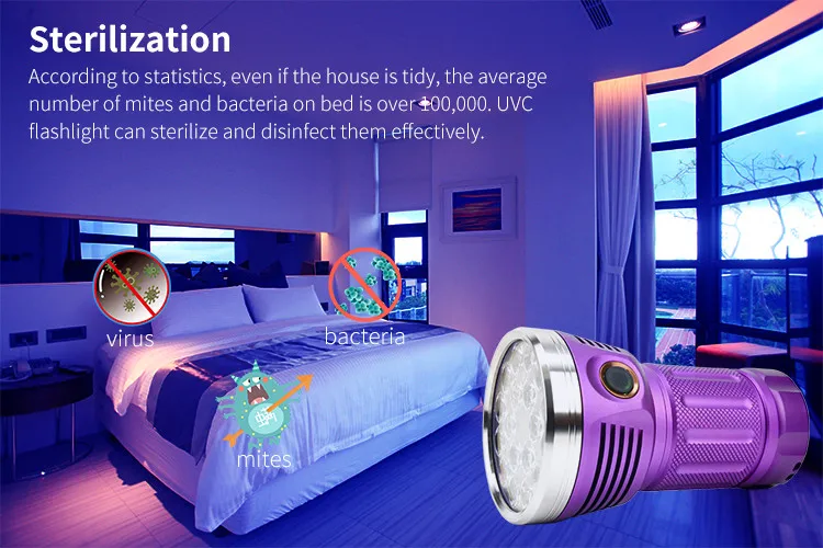 Mateminco MT18S UVC Sterilization UVA Money Check High Power 275nm UV LED Flashlight Torch