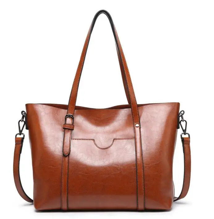 

Factory oem Europe elegance simple casual ladies genuine shopper tote bag pu leather handbag for women