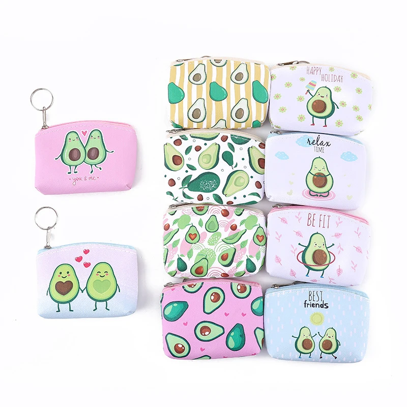 

Cute Creative Children Avocado Key Case Coin Bag Mini Small Wallet Wholesale Cartoon Coin Purse, 10 colors