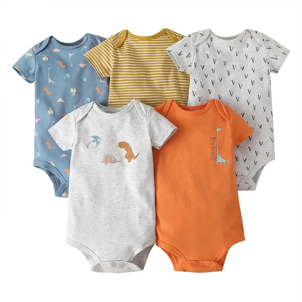 

Wholesale Top Class Material Combed Cotton Baby Rompers Cartoon Dinosaur Triangle Jumpsuit Infant Clothes